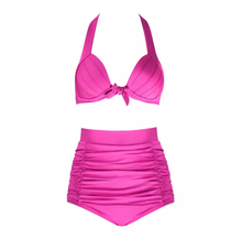 Load image into Gallery viewer, factory hot sale beachwear women new 2-piece swimwear high waist halter bikini with neck tie
