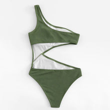 Carica l'immagine nel visualizzatore di Gallery, costume da bagno intero da donna sexy monospalla personalizzato bikini set