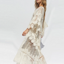 Загрузить изображение в средство просмотра галереи, Nice elegant lady wear special bat sleeves design hollow out dress custom loose beach long lace dress