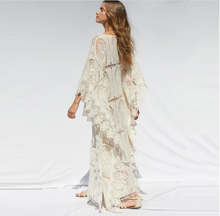 Загрузить изображение в средство просмотра галереи, Nice elegant lady wear special bat sleeves design hollow out dress custom loose beach long lace dress