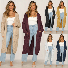 Load image into Gallery viewer, solid color large pocket thick sweater women oversize warm long cardigan