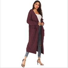 Load image into Gallery viewer, solid color large pocket thick sweater women oversize warm long cardigan