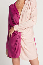 Load image into Gallery viewer, long sleeve short contrast color satin blazer dress
