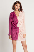 Load image into Gallery viewer, long sleeve short contrast color satin blazer dress