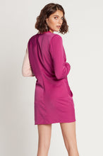 Load image into Gallery viewer, long sleeve short contrast color satin blazer dress