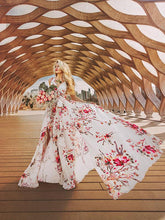 Laden Sie das Bild in den Galerie-Viewer, Sleeveless V Neck Belted Maxi Floral Dress