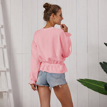 Load image into Gallery viewer, 3 colors long sleeve ruffled hem blouse