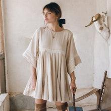 Carica l'immagine nel visualizzatore di Gallery, Vendita di fabbrica mini abiti estivi casual corti e plissettati, taglie forti, vestito largo in cotone