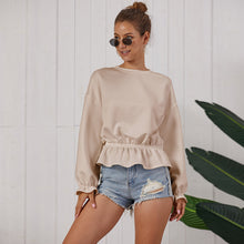 Load image into Gallery viewer, 3 colors long sleeve ruffled hem blouse