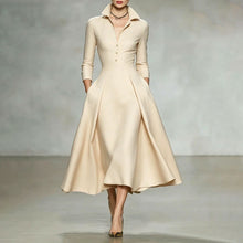 画像をギャラリービューアに読み込む, 2026 Fall Winter Elegant V-Neck Waist Slim Long Sleeve Dress for Women, European &amp; American Style
