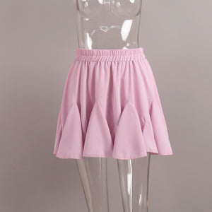 Spliced Frilled Mini Pleating Skirt