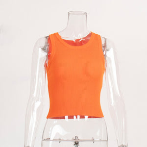 Sleeveless Rib Knit Crop Top