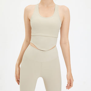 U Shape Breathable Sporty Rib Gym Singlet Yoga Gym Beauty Back Running Top