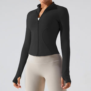 Ladies Long Sleeve Quick Dry Yoga Jacket Running Gym Sporty Jacket