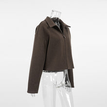 画像をギャラリービューアに読み込む, Autumn Winter Woman Turn-down Collar Zippered Oversized Jacket
