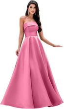 Laden Sie das Bild in den Galerie-Viewer, Satin Strapless Long Flare Coming-of-Age Ceremony Chorus Art Performance Event Dress
