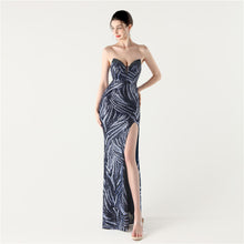 Load image into Gallery viewer, Slim Beaded Sequin Strapless Evening Dress
