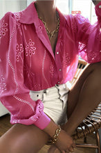 Load image into Gallery viewer, Puff Sleeve Oversized Cutout Embroidered Blouse
