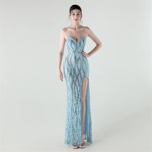 Load image into Gallery viewer, Boning Strapless Sweetheart Neck Sequin Evening Dress
