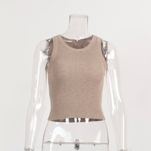 Sleeveless Rib Knit Crop Top