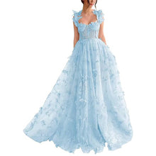 Load image into Gallery viewer, Elegant 3D Embroidery Butterfly Lace Tulle Evening Dress
