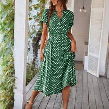 Загрузить изображение в средство просмотра галереи, Polka Dot Printed High Waist Belted Midi Dress
