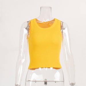 Sleeveless Rib Knit Crop Top