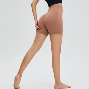 Seamless High Waist Hip Hugger  Sporty Gym Shorts Yoga Shorts