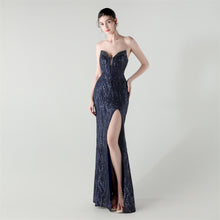 Load image into Gallery viewer, Boning Strapless Sweetheart Neck Sequin Evening Dress
