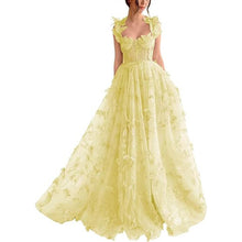 Load image into Gallery viewer, Elegant 3D Embroidery Butterfly Lace Tulle Evening Dress
