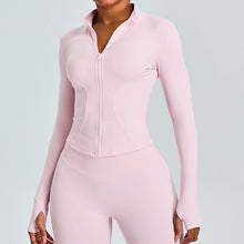 画像をギャラリービューアに読み込む, Ladies Long Sleeve Quick Dry Yoga Jacket Running Gym Sporty Jacket
