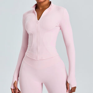 Ladies Long Sleeve Quick Dry Yoga Jacket Running Gym Sporty Jacket