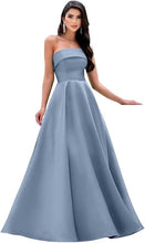 Laden Sie das Bild in den Galerie-Viewer, Satin Strapless Long Flare Coming-of-Age Ceremony Chorus Art Performance Event Dress
