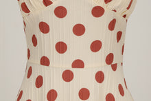 Load image into Gallery viewer, Vintage High Waist Polka Dot Holiday Banquet Cocktail Dress Halter Neck Backless Sexy Fit Flare Midi Dress
