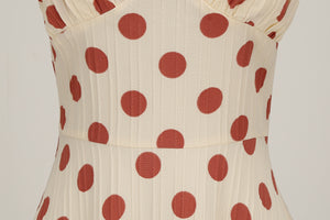 Vintage High Waist Polka Dot Holiday Banquet Cocktail Dress Halter Neck Backless Sexy Fit Flare Midi Dress