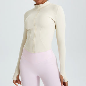 Ladies Long Sleeve Quick Dry Yoga Jacket Running Gym Sporty Jacket