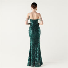 Load image into Gallery viewer, Deep V Neck Scale Sequin Mermaid Evening Dress
