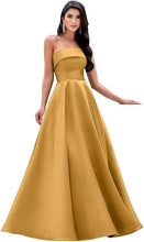 Laden Sie das Bild in den Galerie-Viewer, Satin Strapless Long Flare Coming-of-Age Ceremony Chorus Art Performance Event Dress
