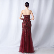 Load image into Gallery viewer, Positional Embroidery Tulle Sequin Evening Dress
