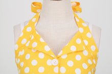 Load image into Gallery viewer, Vintage High Waist Turn-down Collar Polka Dot Holiday Banquet Halter Neck Backless Sexy Big Flare Midi Dress
