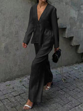 Загрузить изображение в средство просмотра галереи, Long Sleeve T shirt+Straight Wide Leg Trousers Two Piece Set
