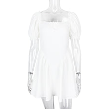 Load image into Gallery viewer, White Puff Short Sleeve Boning Top Dress Two Piece Set
