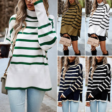 画像をギャラリービューアに読み込む, Stripe High Collar Oversized Sweater
