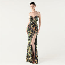 Load image into Gallery viewer, Slim Beaded Sequin Strapless Evening Dress

