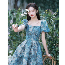 Загрузить изображение в средство просмотра галереи, French Style Printed Floral Midi Event Dress Day Dress
