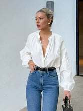 Load image into Gallery viewer, Pure Cotton Long Sleeve Oversized OL Blouse
