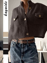 画像をギャラリービューアに読み込む, Stand Collar Short Oversized Cardigan
