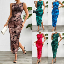 Load image into Gallery viewer, Sleeveless Printed Mesh Bodycon Midi Dress
