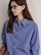 Load image into Gallery viewer, Preppy Blue Plaid Oversized Shirt
