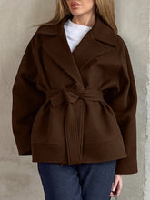 Load image into Gallery viewer, Short Belted Woolen Blazer Coat
